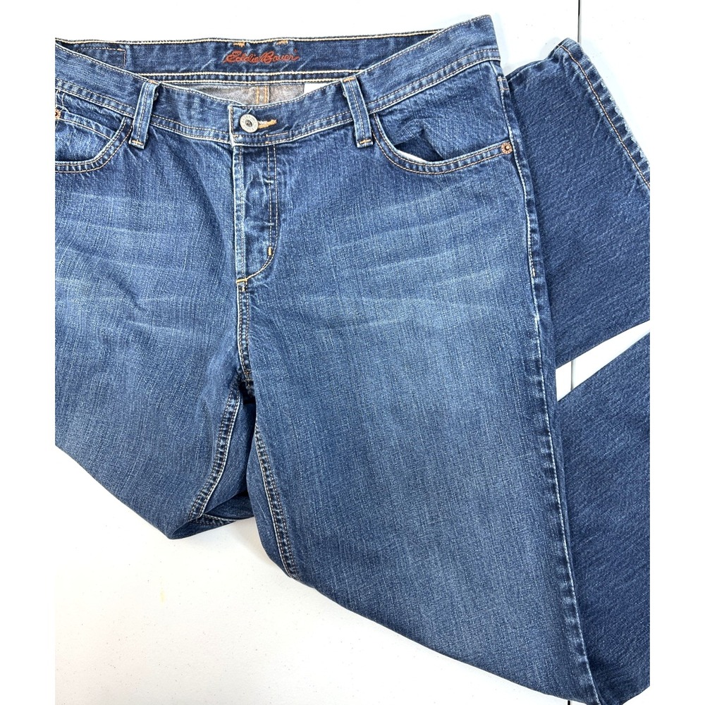 Eddie Bauer Women's Straight Fit Button Fly Blue Denim Jeans